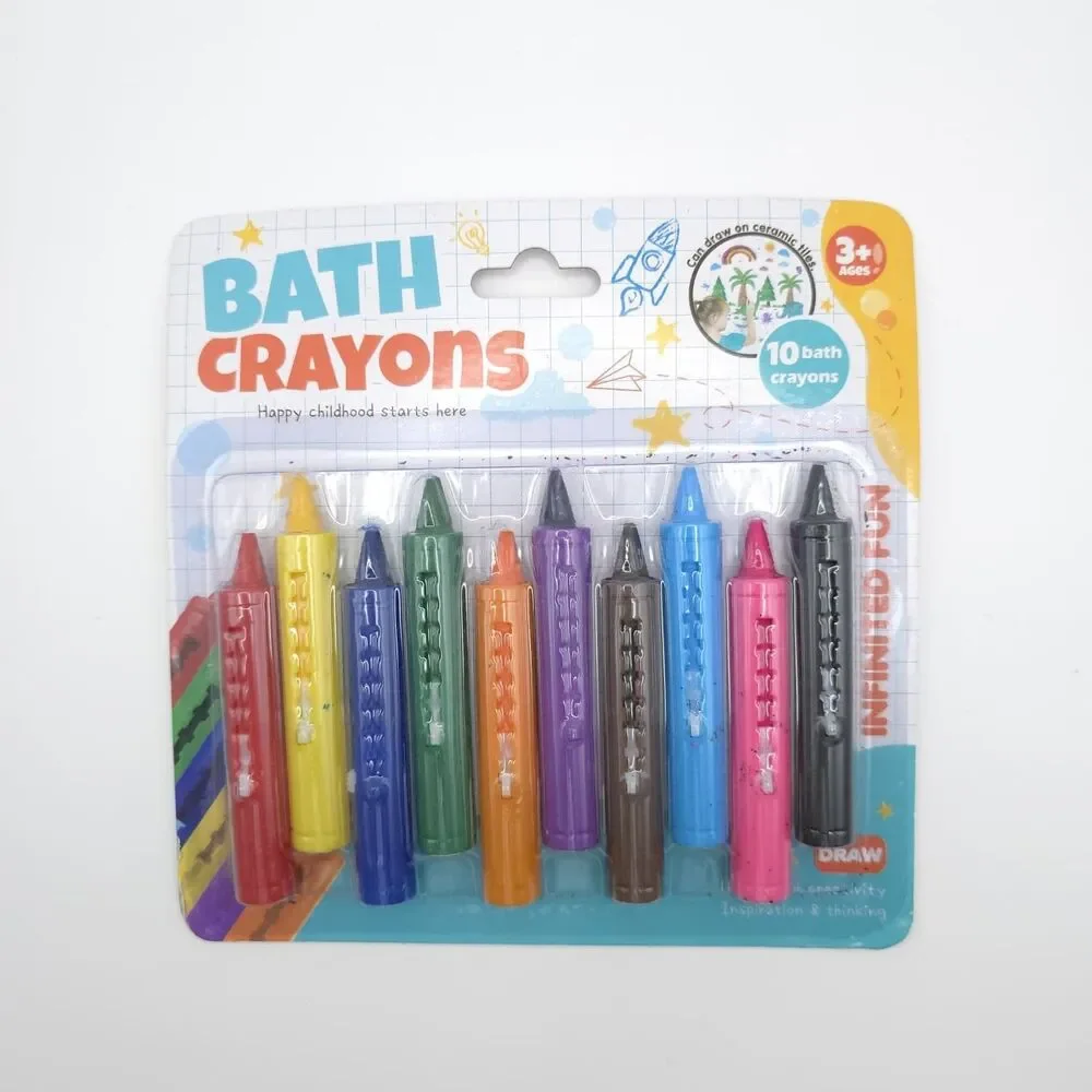 BATH CRAYONS 10 PCS Kids Bath Drawing Washable Color Crayons Tub Toys 3+